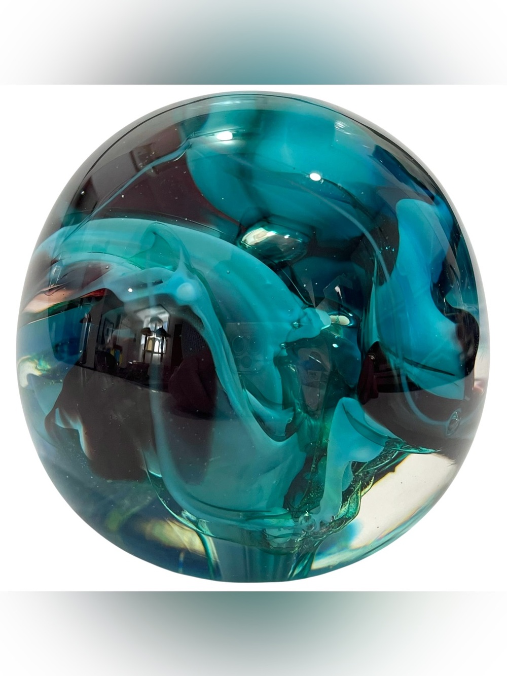 Vintage 1980s WildCraft Signed Art Glass Abstract Paperweight 1989 Canada